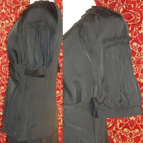 PETER NYGARD solid black silk blouse 8 - Picture 6 of 7